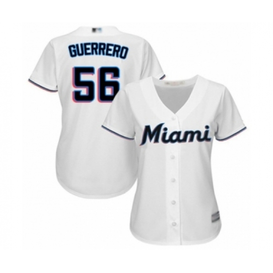 Women's Miami Marlins #56 Tayron Guerrero Authentic White Home Cool Base Baseball Player Jersey - Ujersey