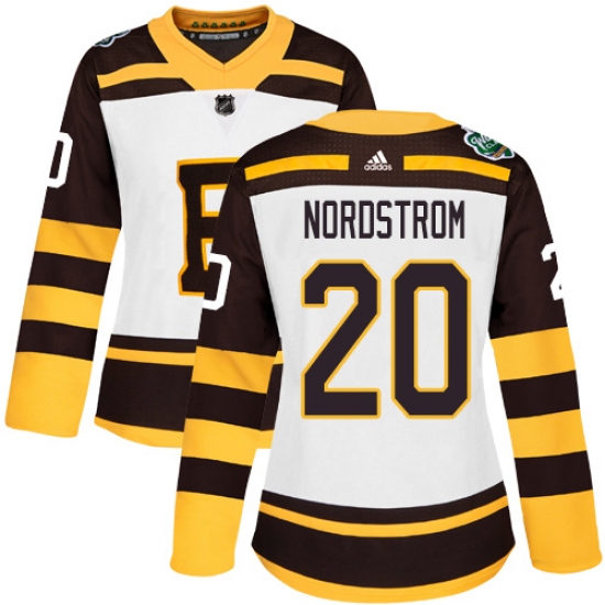 Women's Adidas Boston Bruins #20 Joakim Nordstrom Authentic White 2019 Winter Classic NHL Jersey - Ujersey