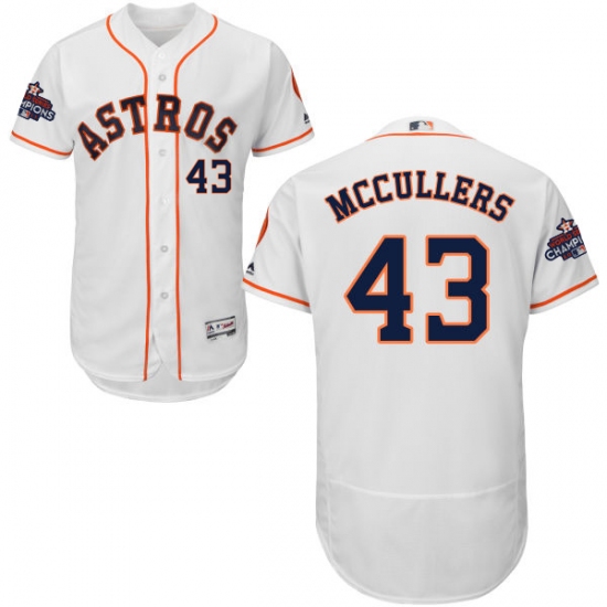 Men's Majestic Houston Astros #43 Lance McCullers Authentic White Home 2017 World Series Champions Flex Base MLB Jersey - Ujersey