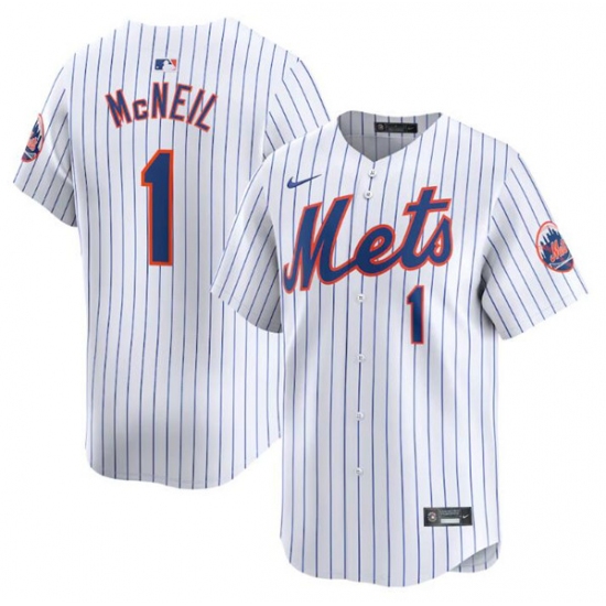 Men's New York Mets #1 Jeff McNeil White 2024 Home Limited Stitched Baseball Jersey - Ujersey