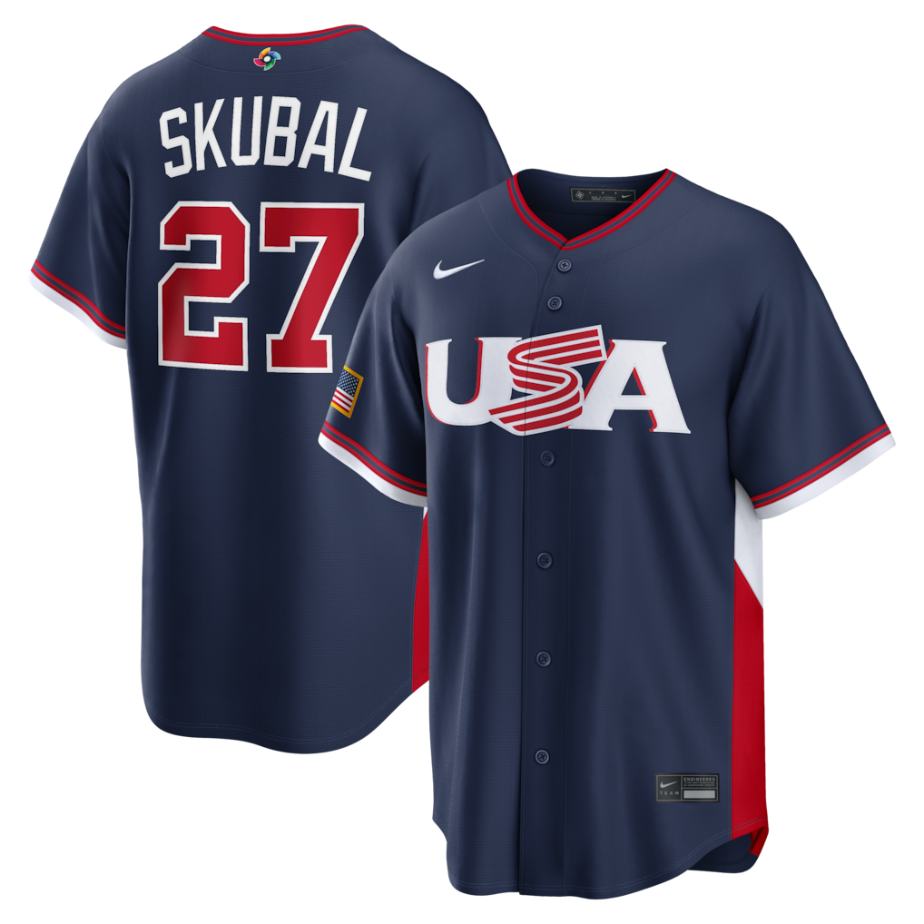 Men's USA Baseball Tarik Skubal Nike Navy 2026 World Baseball Classic Road Stadium Jersey - ujerseystore