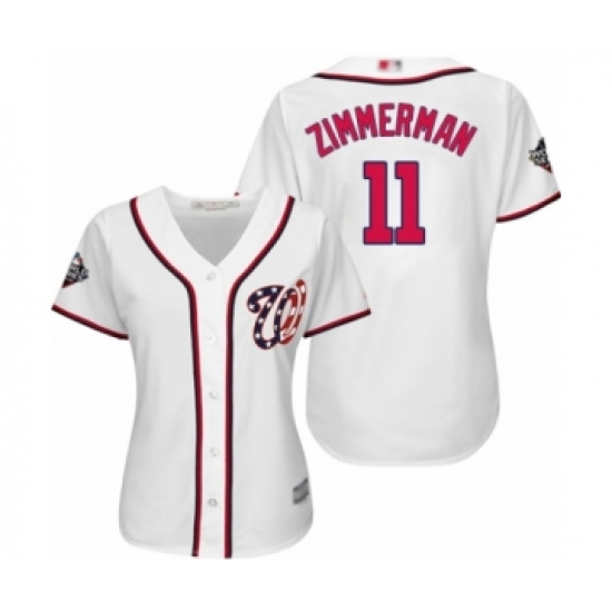 Women's Washington Nationals #11 Ryan Zimmerman Authentic White Home Cool Base 2019 World Series Bound Baseball Jersey - Ujersey