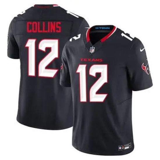 Men's Houston Texans #12 Nico Collins Navy 2024 Alternate F U S E Vapor Stitched Jersey - Ujersey