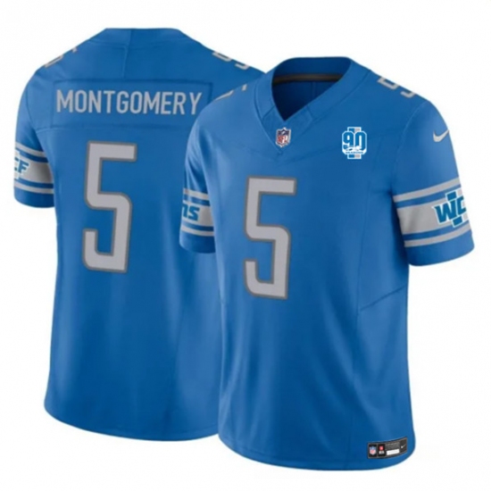 Men's Detroit Lions #5 David Montgomery Blue 2023 F.U.S.E. 90th Anniversary Vapor Untouchable Limited Stitched Jersey - Ujersey