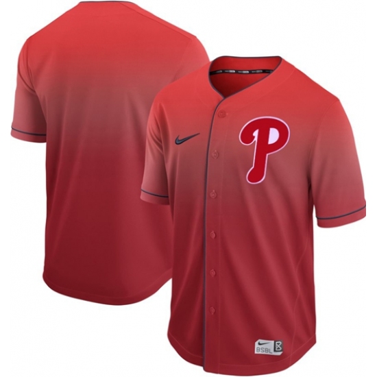 Men's Nike Philadelphia Phillies Blank Red Fade Authentic Stitched Baseball Jersey - Ujersey