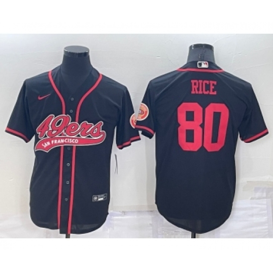 Men's San Francisco 49ers #80 Jerry Rice Black Stitched Cool Base Nike Baseball Jersey - Ujersey