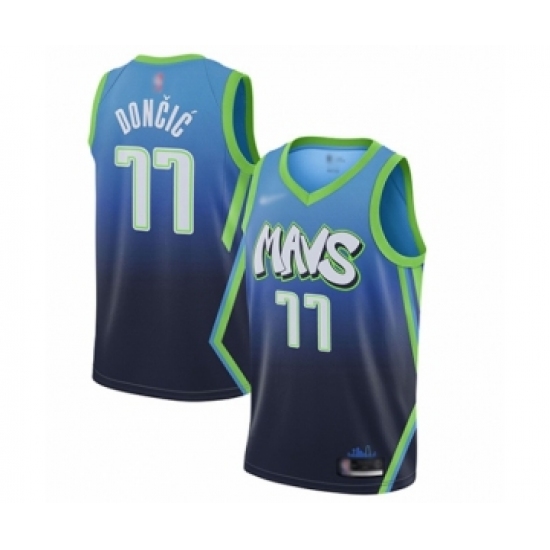 Men's Dallas Mavericks #77 Luka Doncic Swingman Blue Basketball Jersey - 2019 20 City Edition