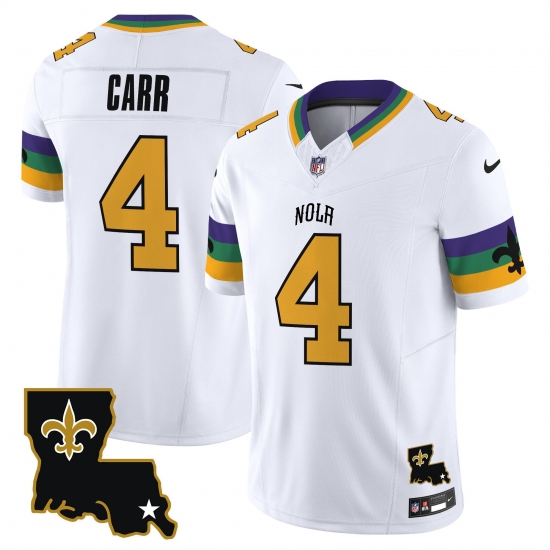 Men's New Orleans Saints #4 Derek Carr White 2024 F.U.S.E. Vapor Limited Stitched Jersey - Ujersey