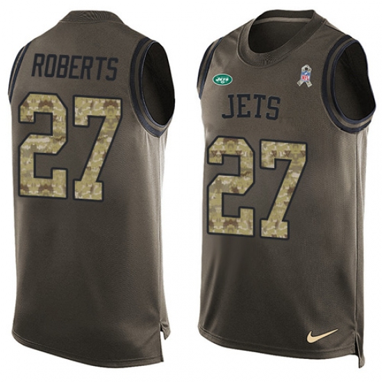Men's Nike New York Jets #27 Darryl Roberts Limited Green Salute to Service Tank Top NFL Jersey - Ujersey