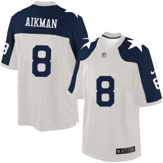 Men's Nike Dallas Cowboys #8 Troy Aikman Limited White Throwback Alternate NFL Jersey - Ujersey