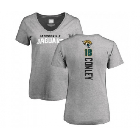 Football Women's Jacksonville Jaguars #18 Chris Conley Ash Backer T-Shirt - Ujersey