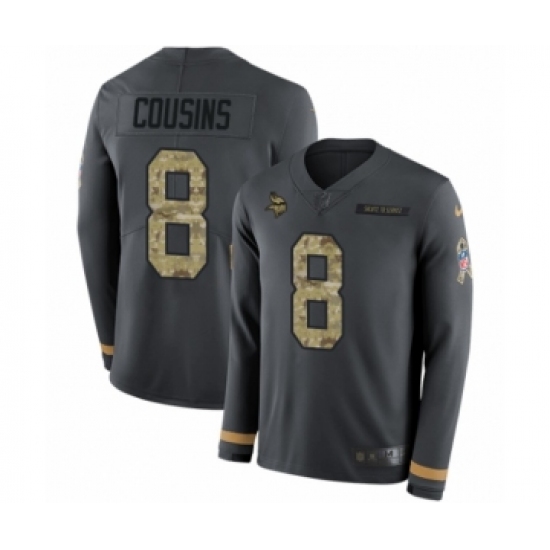 Men's Nike Minnesota Vikings #8 Kirk Cousins Limited Black Salute to Service Therma Long Sleeve NFL Jersey - Ujersey
