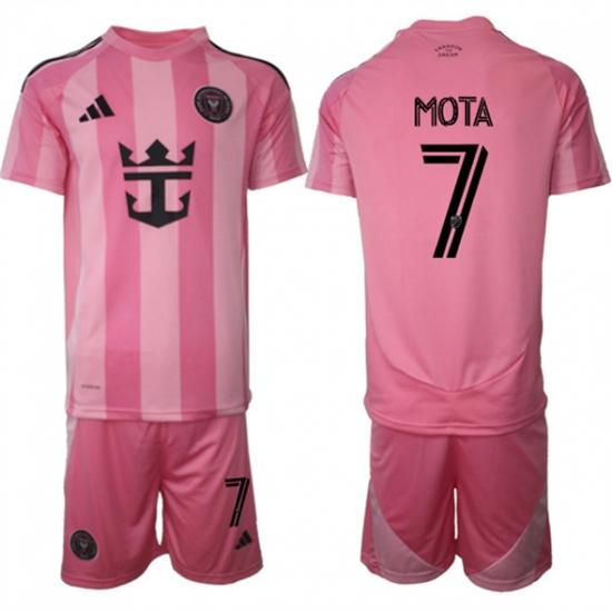 Men's Inter Miami CF #7 Jean Mota 25-26 Pink Home Soccer Jersey Suit - Ujersey