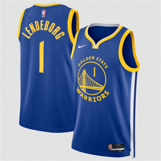 Men's Golden State Warriors #1 Yaxel Lendeborg Blue 2026 Draft Icon Edition Stitched Basketball Jersey - Ujersey