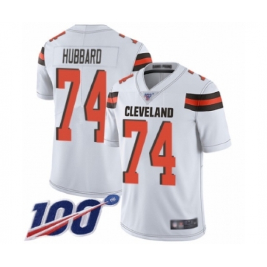 Men's Cleveland Browns #74 Chris Hubbard White Vapor Untouchable Limited Player 100th Season Football Jersey - Ujersey