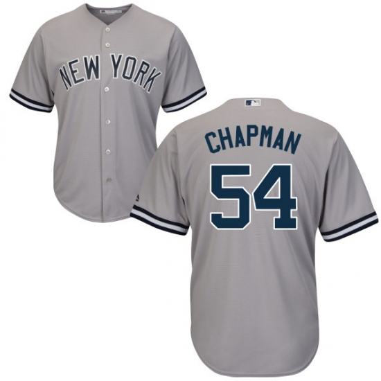 Men's Majestic New York Yankees #54 Aroldis Chapman Replica Grey Road MLB Jersey - Ujersey