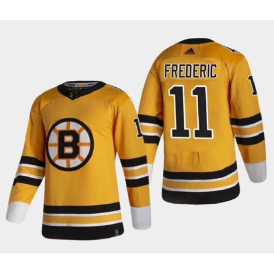 Men's Boston Bruins #11 Trent Frederic Gold Stitched NHL Jersey - Ujersey