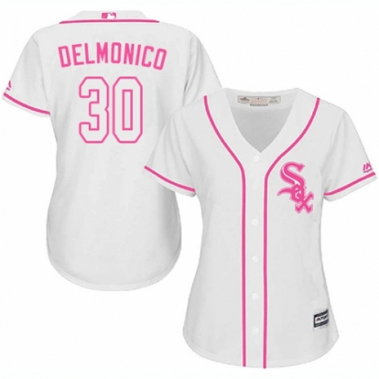 Women's Majestic Chicago White Sox #30 Nicky Delmonico Replica White Fashion Cool Base MLB Jersey - Ujersey
