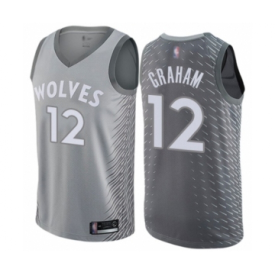 Youth Minnesota Timberwolves #12 Treveon Graham Swingman Gray Basketball Jersey - City Edition - Ujersey