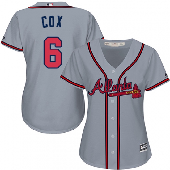 Women's Majestic Atlanta Braves #6 Bobby Cox Authentic Grey Road Cool Base MLB Jersey - Ujersey