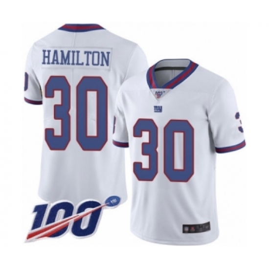Youth New York Giants #30 Antonio Hamilton Limited White Rush Vapor Untouchable 100th Season Football Jersey - Ujersey