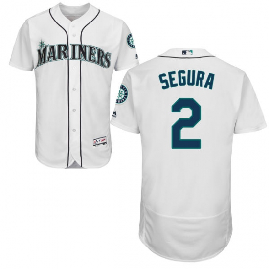 Men's Majestic Seattle Mariners #2 Jean Segura White Flexbase Authentic Collection MLB Jersey - Ujersey