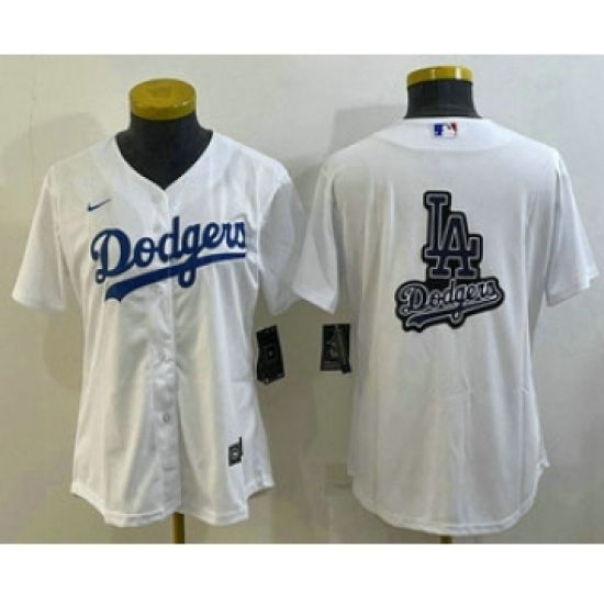 Women's Los Angeles Dodgers Big Logo White MLB Cool Base Nike Jersey - Ujersey