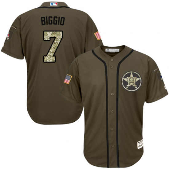 Youth Majestic Houston Astros #7 Craig Biggio Authentic Green Salute to Service MLB Jersey - Ujersey