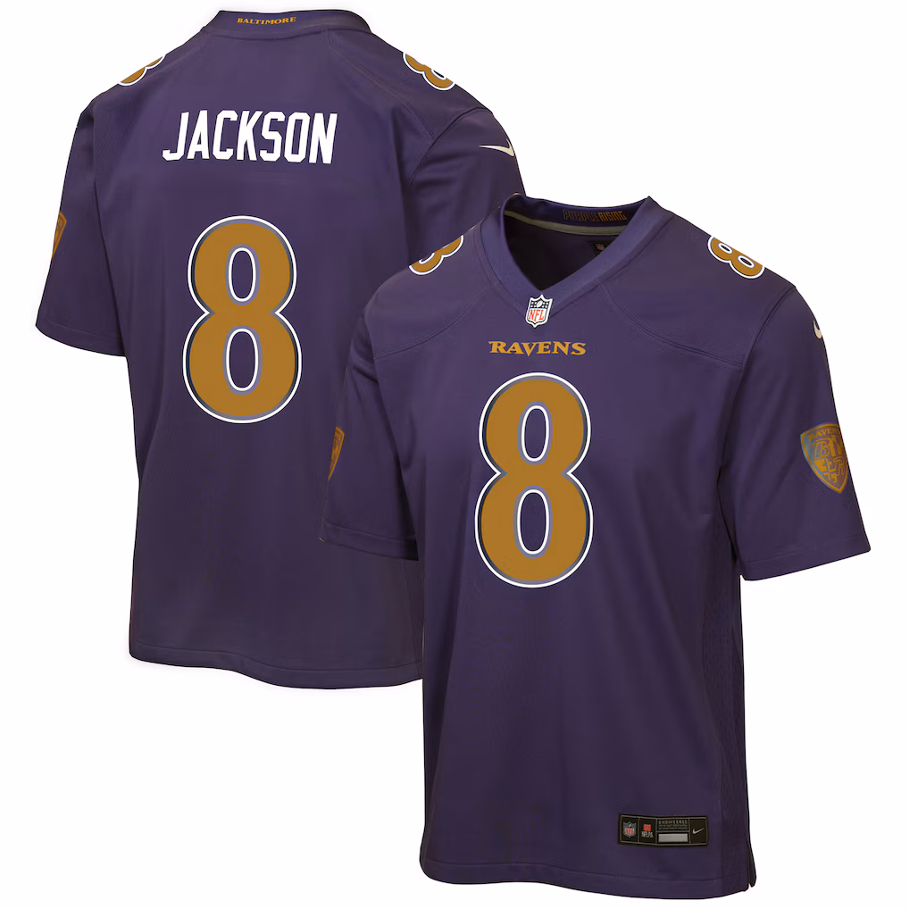 Youth Baltimore Ravens Lamar Jackson Nike Purple Alternate 2 Game Jersey