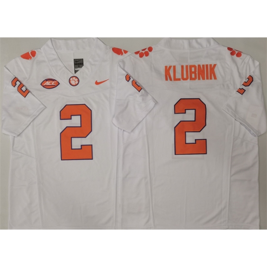 Men's Clemson Tigers #2 Cade Klubnik White F.U.S.E. Stitched Football Jersey - Ujersey