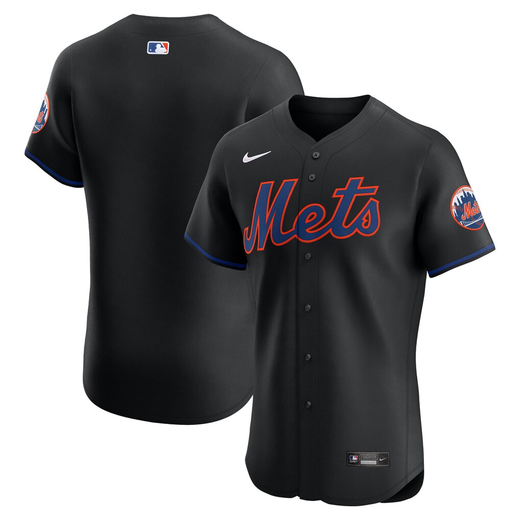 Men's New York Mets Nike Black Alternate  Elite Jersey - ujerseystore