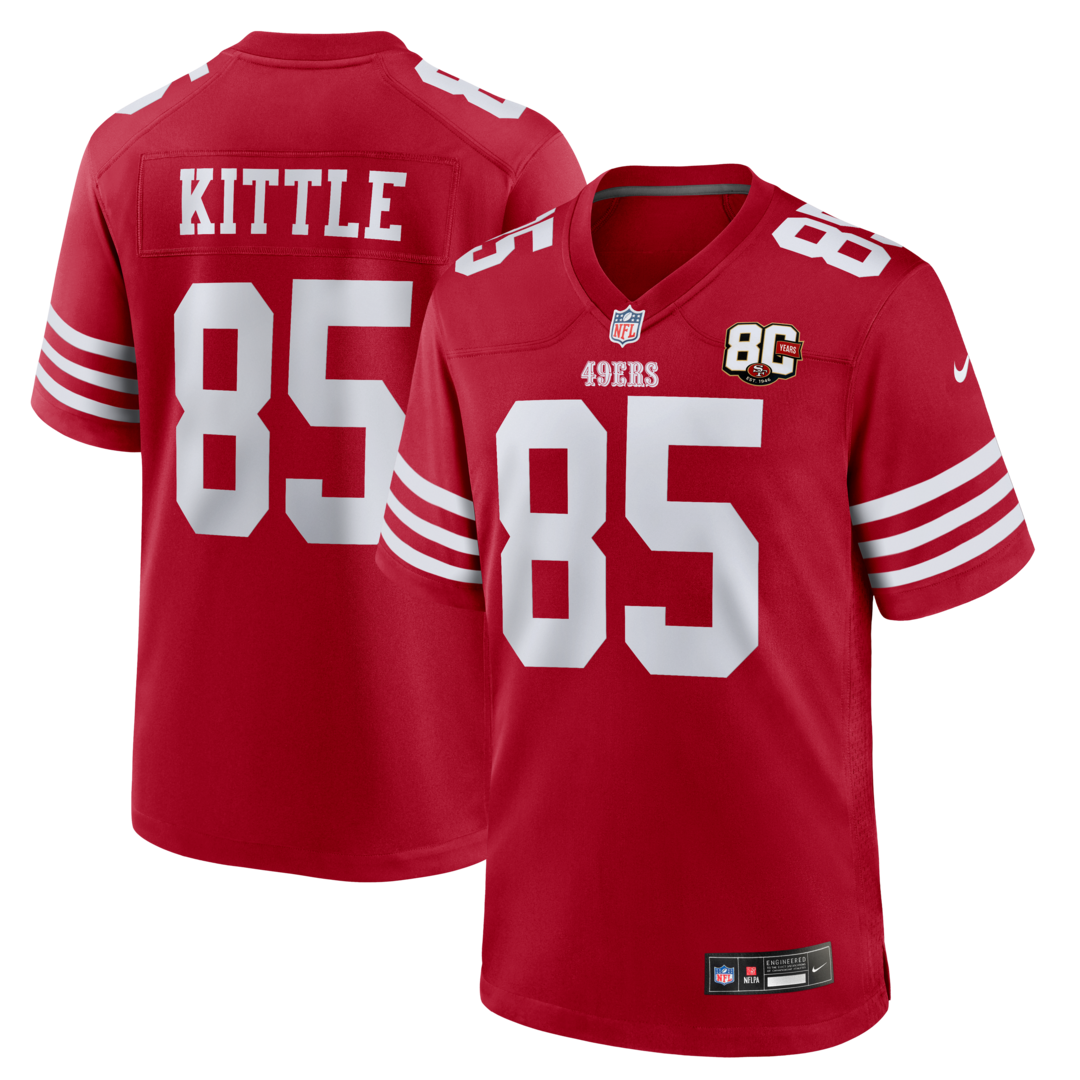 Men's San Francisco 49ers George Kittle Nike Scarlet 80th Anniversary Game Jersey - SUjersey01