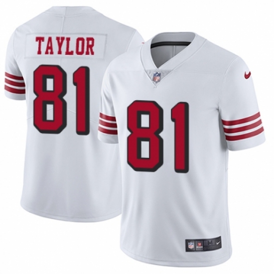 Men's Nike San Francisco 49ers #81 Trent Taylor Elite White Rush Vapor Untouchable NFL Jersey - Ujersey