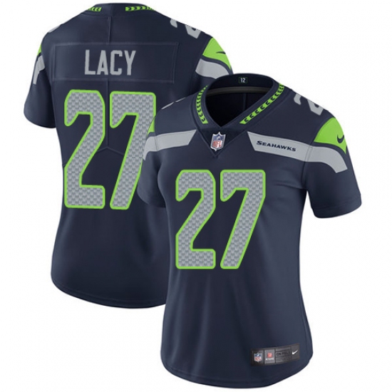Women's Nike Seattle Seahawks #27 Eddie Lacy Elite Steel Blue Team Color NFL Jersey