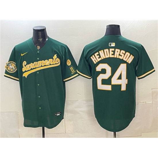 Men's Oakland Athletics #24 Rickey Henderson 2026 Green Alternate Sacramento Celebrating 125 Years Vapor Limited Stitched Baseball Jersey - Ujersey