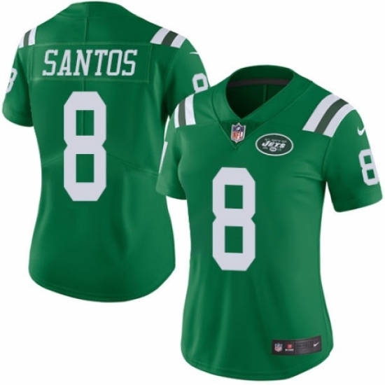 Women's Nike New York Jets #8 Cairo Santos Limited Green Rush Vapor Untouchable NFL Jersey - Ujersey