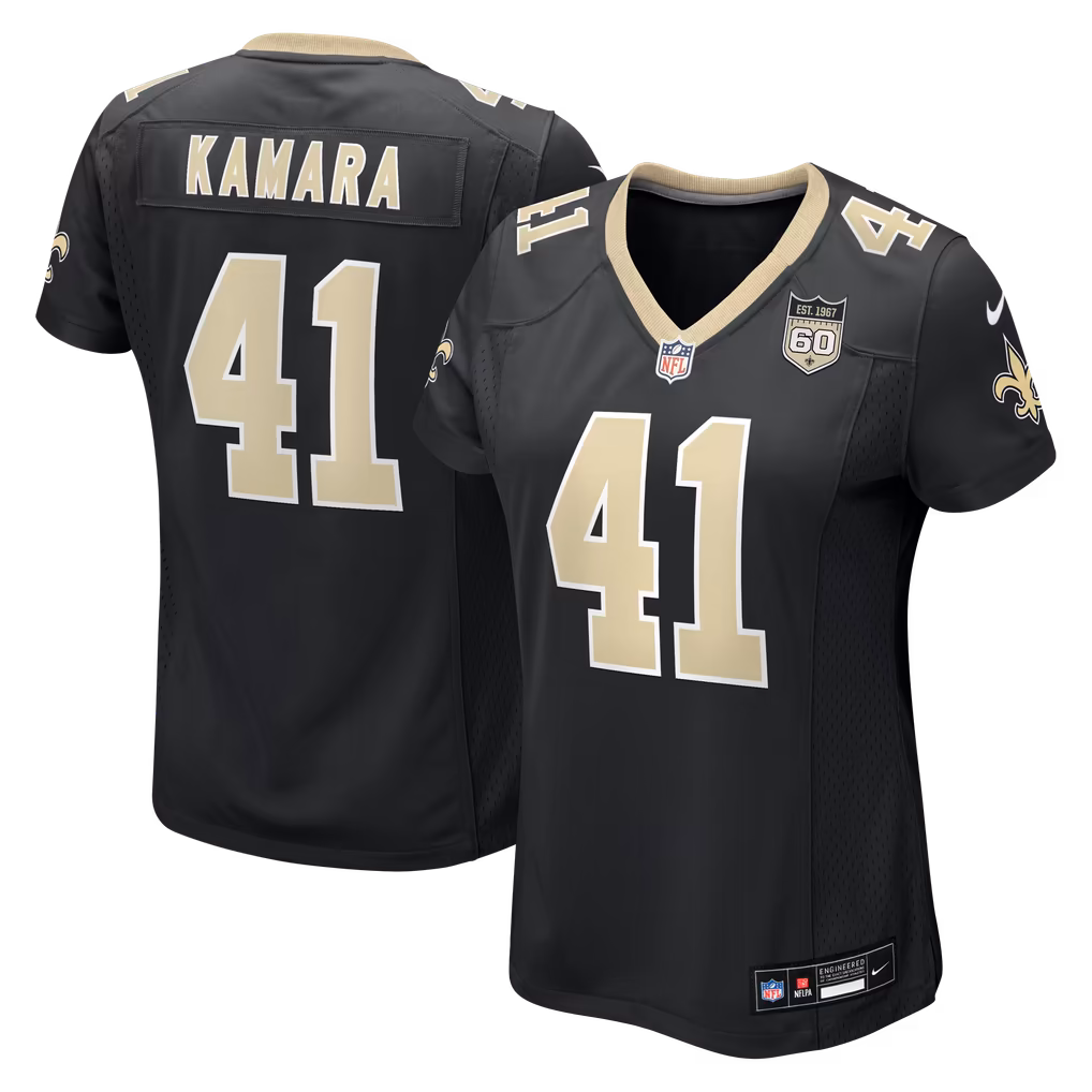 Women's New Orleans Saints Alvin Kamara Nike Black Team 60th Season Game Jersey - Ujersey