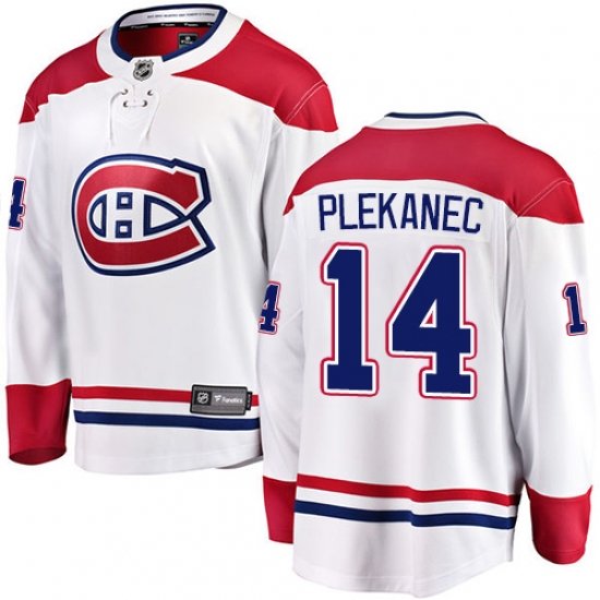 Youth Montreal Canadiens #14 Tomas Plekanec Authentic White Away Fanatics Branded Breakaway NHL Jersey - Ujersey
