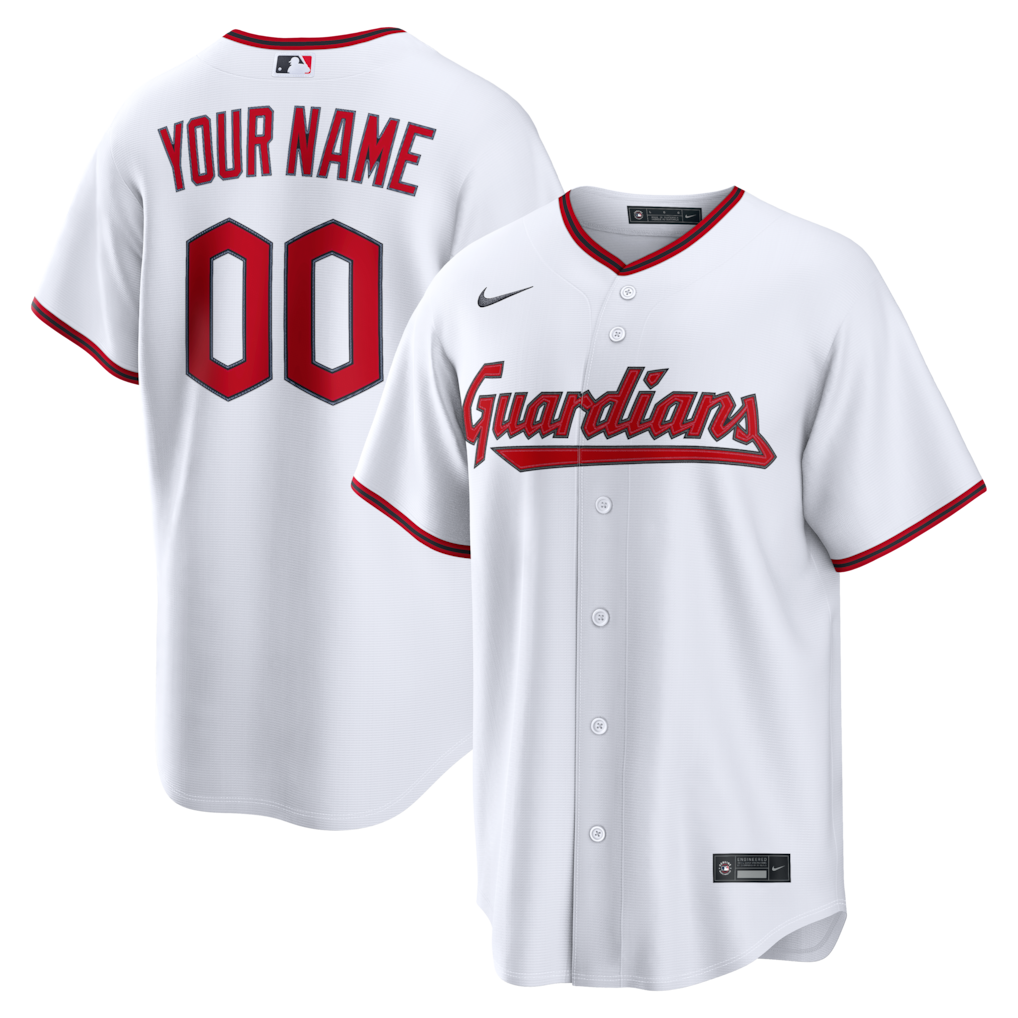 Men's Cleveland Guardians Nike White Home Replica Custom Jersey - ujerseystore