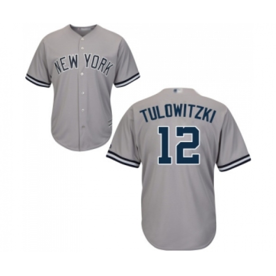 Men's New York Yankees #12 Troy Tulowitzki Replica Grey Road Baseball Jersey - Ujersey