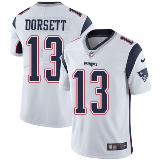 Men's Nike New England Patriots #13 Phillip Dorsett White Vapor Untouchable Limited Player NFL Jersey - Ujersey