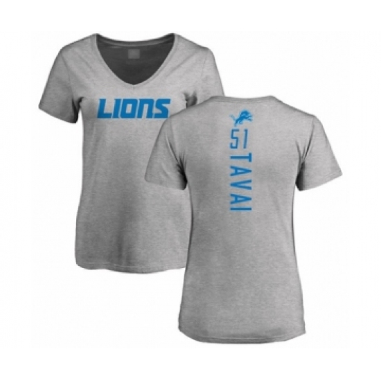 Football Women's Detroit Lions #51 Jahlani Tavai Ash Backer T-Shirt - Ujersey