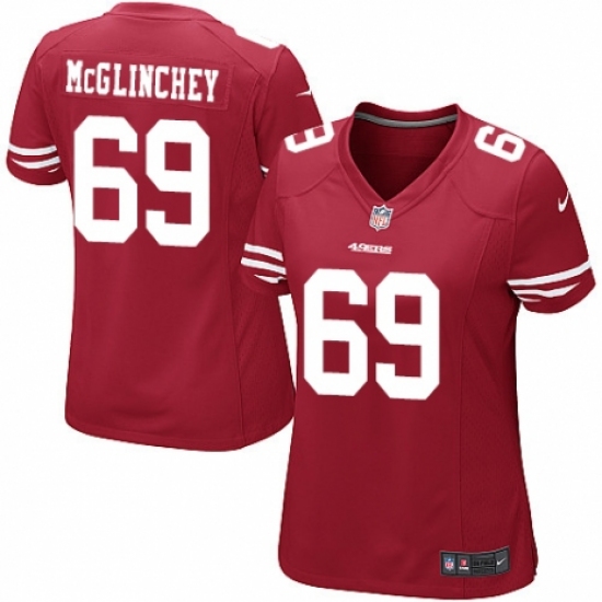 Women's Nike San Francisco 49ers #69 Mike McGlinchey Game Red Team Color NFL Jersey - Ujersey