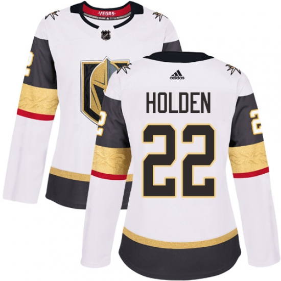 Women's Adidas Vegas Golden Knights #22 Nick Holden Authentic White Away NHL Jersey - Ujersey