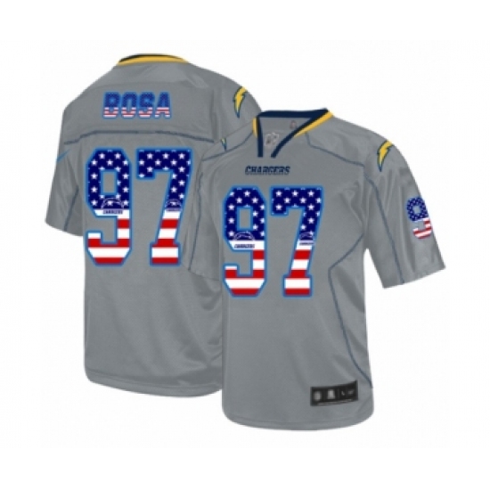 Men's Los Angeles Chargers #97 Joey Bosa Elite Grey USA Flag Fashion Football Jersey - Ujersey