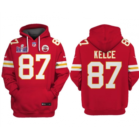 Men's Kansas City Chiefs #87 Travis Kelce Red Super Bowl LVIII Limited Edition Hoodie - Ujersey