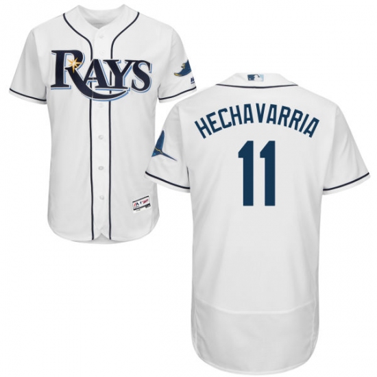 Men's Majestic Tampa Bay Rays #11 Adeiny Hechavarria White Flexbase Authentic Collection MLB Jersey - Ujersey