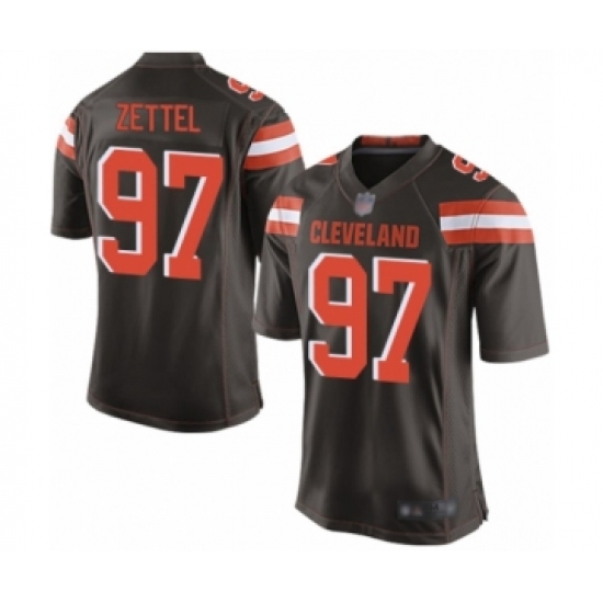 Men's Cleveland Browns #97 Anthony Zettel Game Brown Team Color Football Jersey - Ujersey