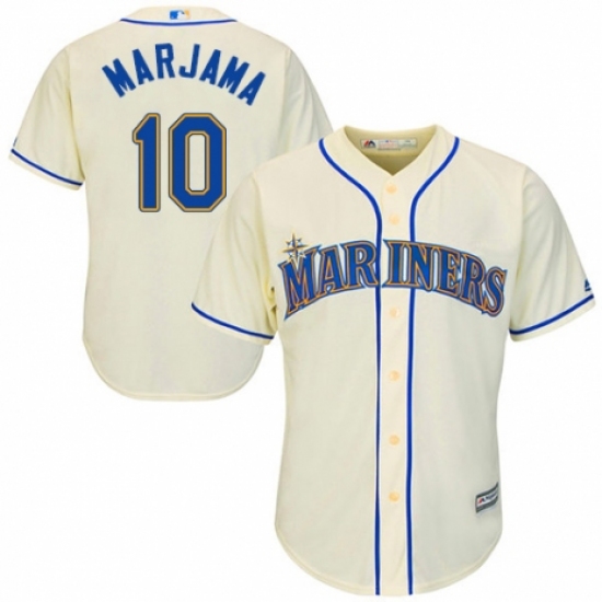 Youth Majestic Seattle Mariners #10 Mike Marjama Authentic Cream Alternate Cool Base MLB Jersey - Ujersey