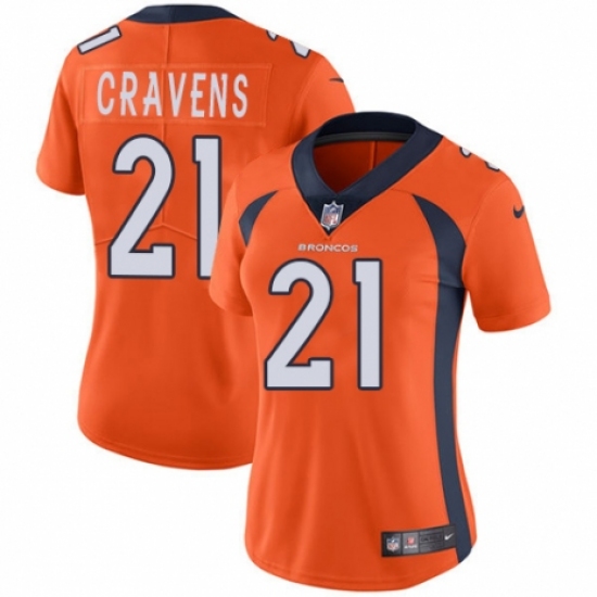Women's Nike Denver Broncos #21 Su'a Cravens Orange Team Color Vapor Untouchable Elite Player NFL Jersey - Ujersey